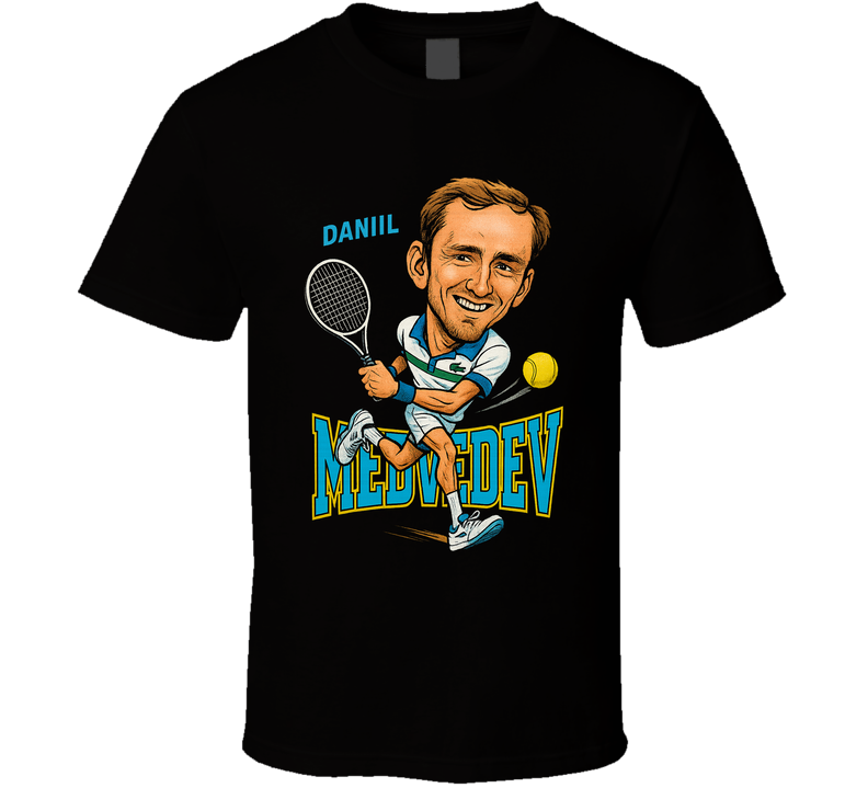 Daniil Medvedev Vintage Retro Caricature Tennis Play T Shirt