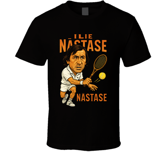 Ilie Nastase Vintage Retro Caricature Tennis Play T Shirt