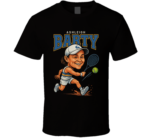 Ashleigh Barty Vintage Retro Caricature Tennis Play T Shirt