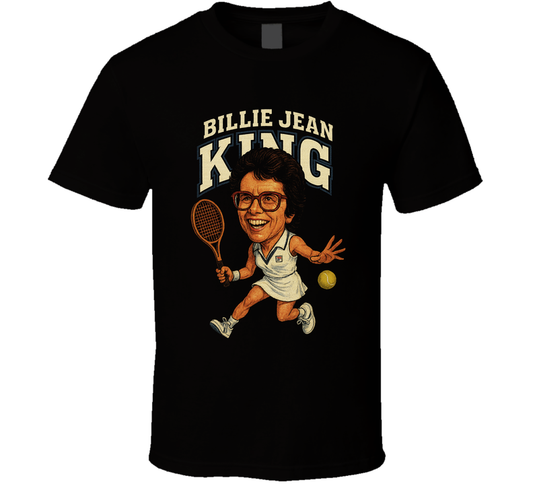 Billie Jean King Vintage Retro Caricature Tennis Play T Shirt