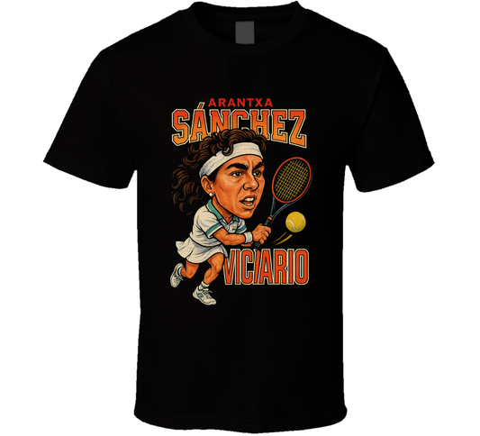 Arantxa Sanchez Vicario Vintage Retro Caricature Tennis Play T Shirt
