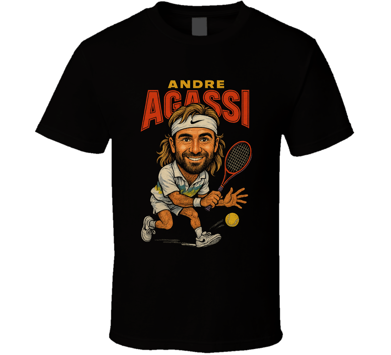 Andre Agassi Vintage Retro Caricature Tennis Play T Shirt