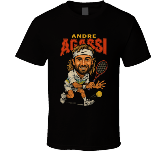 Andre Agassi Vintage Retro Caricature Tennis Play T Shirt