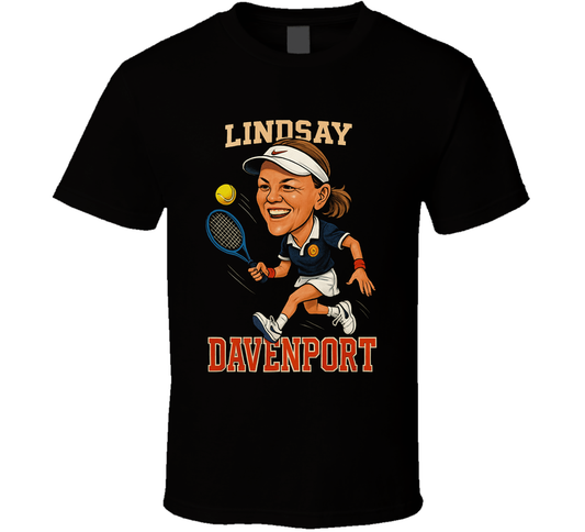 Lindsay Davenport Vintage Retro Caricature Tennis Player T Shirt