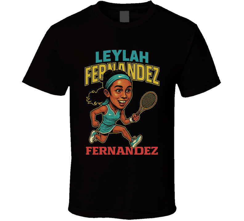 Leylah Fernandez Vintage Retro Caricature Tennis Player T Shirt