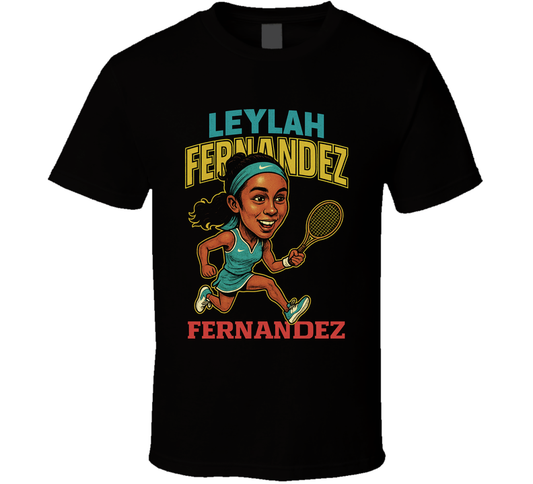 Leylah Fernandez Vintage Retro Caricature Tennis Player T Shirt