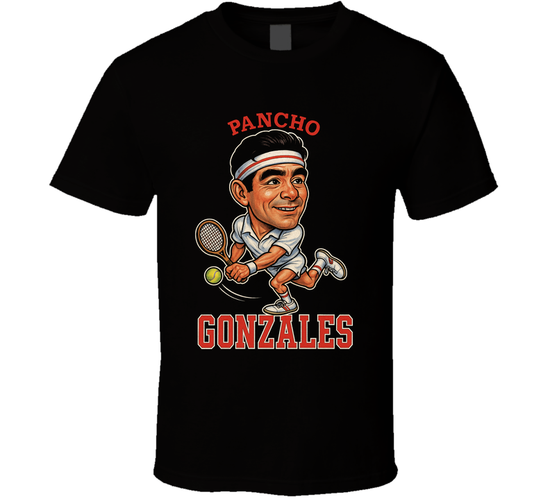 Pancho Gonzales Vintage Retro Caricature Tennis Player T Shirt