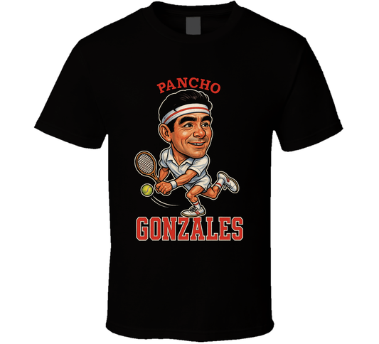 Pancho Gonzales Vintage Retro Caricature Tennis Player T Shirt
