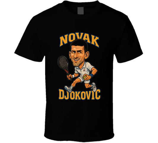 Novak Djokovic Vintage Retro Caricature Tennis Player T Shirt