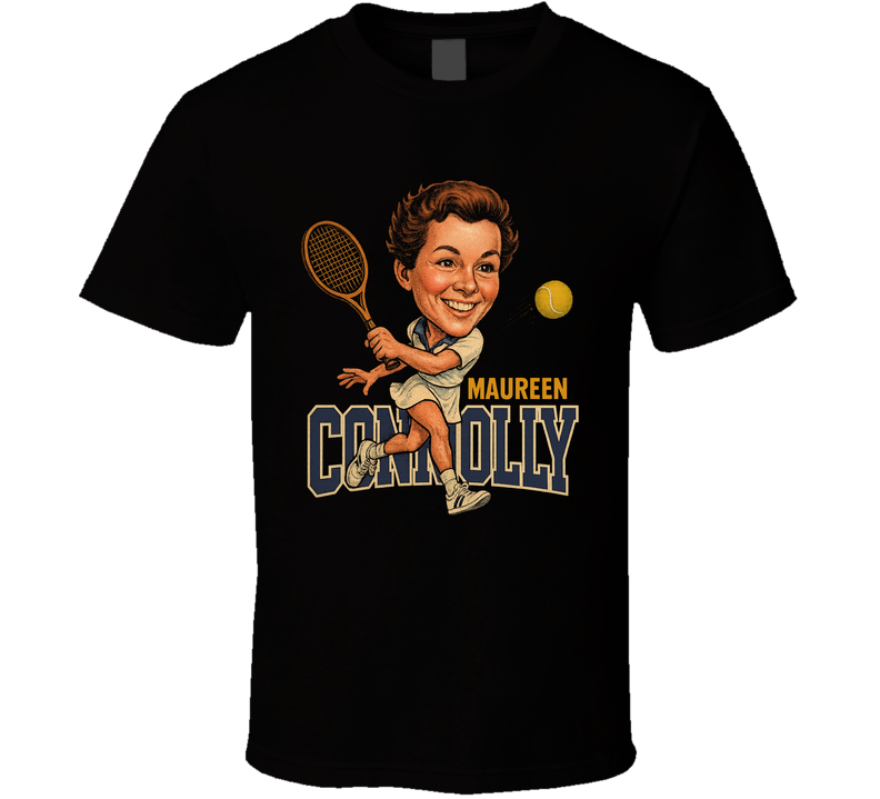 Maureen Connolly Vintage Retro Caricature Tennis Player T Shirt