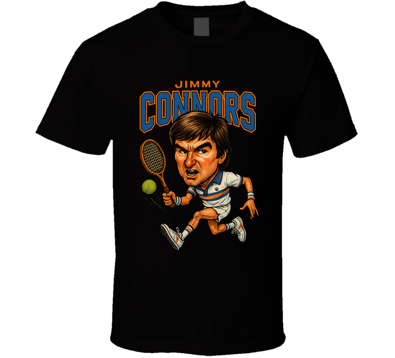 Jimmy Connors Vintage Retro Caricature Tennis Player T Shirt