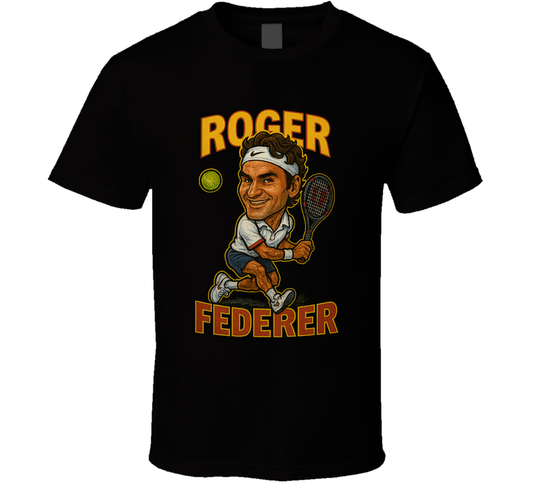 Roger Federer Vintage Retro Caricature Tennis Player T Shirt