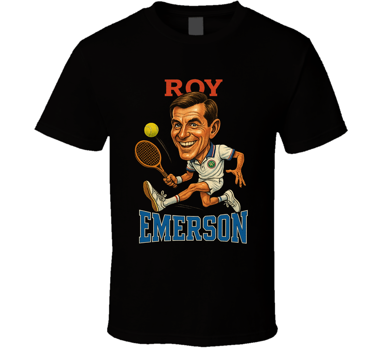 Roy Emerson Vintage Retro Caricature Tennis Player T Shirt