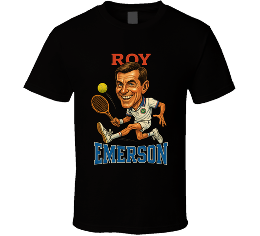 Roy Emerson Vintage Retro Caricature Tennis Player T Shirt