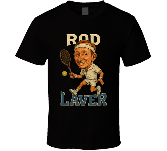 Rod Laver Vintage Retro Caricature Tennis Player T Shirt