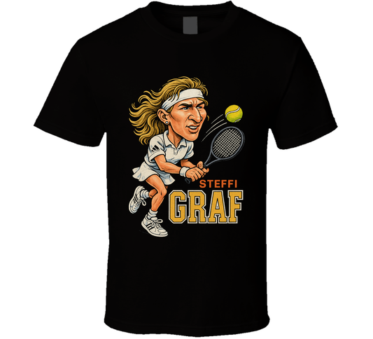 Steffi Graf Vintage Retro Caricature Tennis Player T Shirt