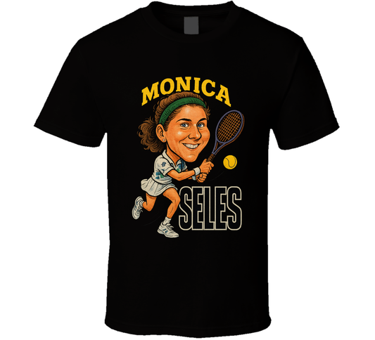 Monica Seles Vintage Retro Caricature Tennis Player T Shirt