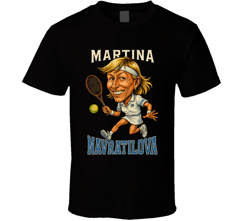 Martina Navratilova Vintage Retro Caricature Tennis Player T Shirt