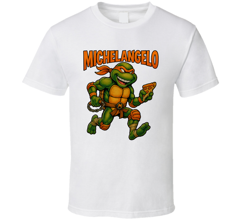 Michelangelo Teenage Mutant Ninja Turtles Cartoon Series Caricature Fan T Shirt