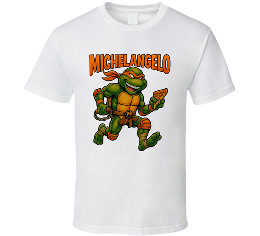 Michelangelo Teenage Mutant Ninja Turtles Cartoon Series Caricature Fan T Shirt