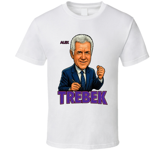 Alex Trebek Jeopardy Tv Series Caricature Fan T Shirt