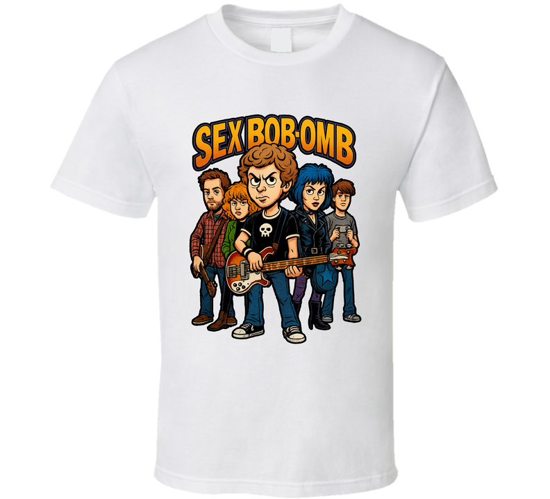 Sex Bob-omb Scott Pilgrim Vs. The World Fictional Band Caricature Fan T Shirt