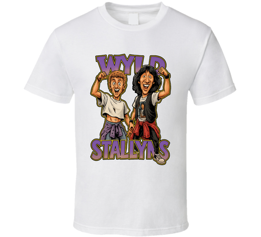 Wyld Stallyns Bill And Ted&#039;s Excellent Adventure Fictional Band Caricature Fan T Shirt