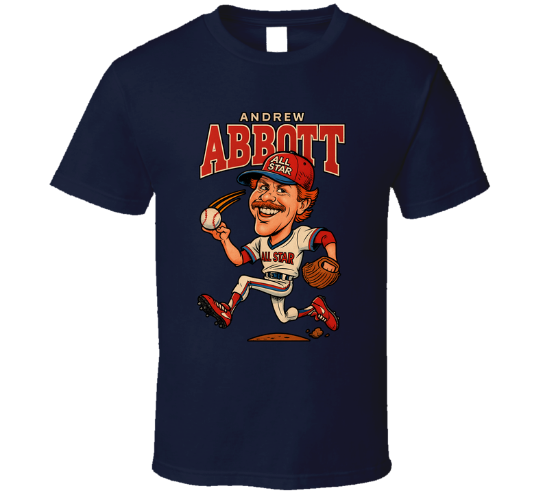 Andrew Abbott All Star Baseball Caricature Fan T Shirt