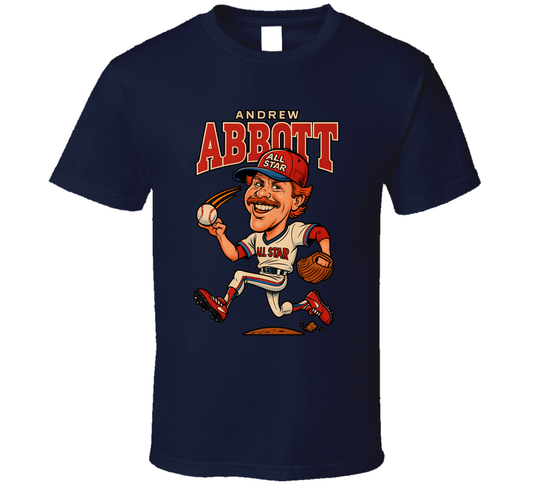 Andrew Abbott All Star Baseball Caricature Fan T Shirt