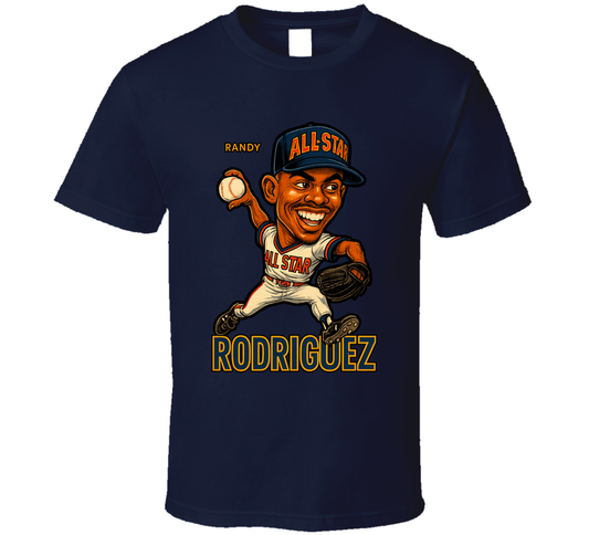 Randy Rodriguez All Star Baseball Caricature Fan T Shirt