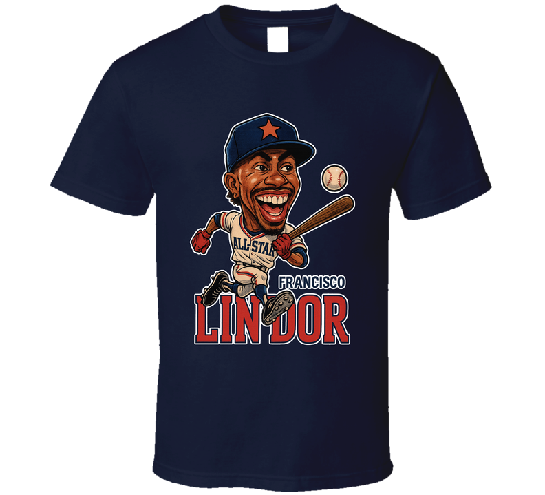 Francisco Lindor All Star Baseball Caricature Fan T Shirt