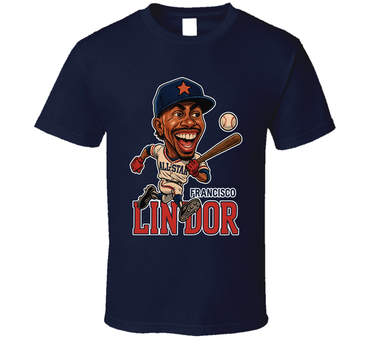 Francisco Lindor All Star Baseball Caricature Fan T Shirt