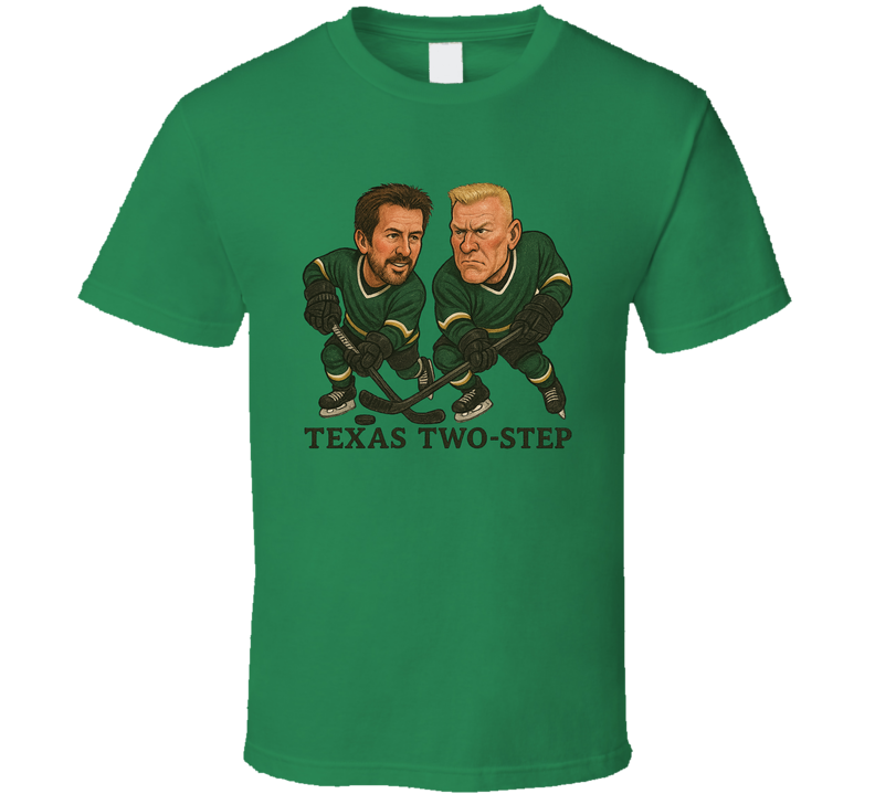 Mike Modano And Brett Hull Texas Two-step Hockey Duo Caricatures Fan T Shirt