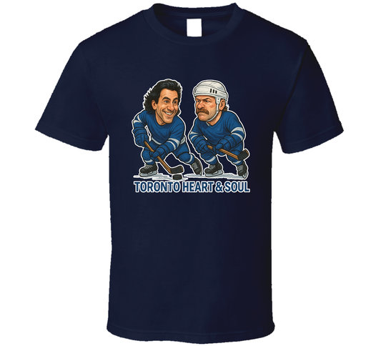 Doug Gilmour And Wendel Clark Toronto Heart &amp; Soul Hockey Duo Caricatures Fan T Shirt