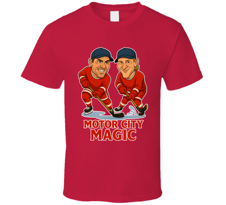 Steve Yzerman And Sergei Fedorov Motor City Magic Hockey Duo Caricatures Fan T Shirt