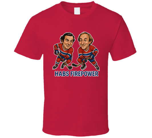 Steve Shutt And Guy Lafleur Habs Firepower Hockey Duo Caricatures Fan T Shirt