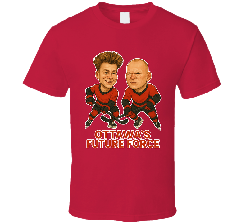 Tim Stutzle And Brady Tkachuk Ottawa&#039;s Future Force Hockey Duo Caricatures Fan T Shirt