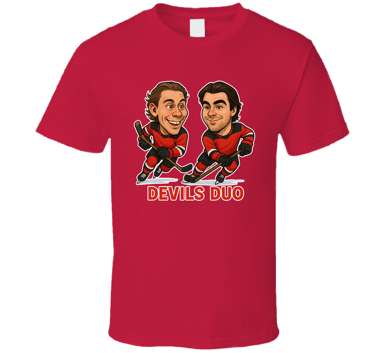 Jack Hughes And Nico Hischier Devils Duo Hockey Duo Caricatures Fan T Shirt