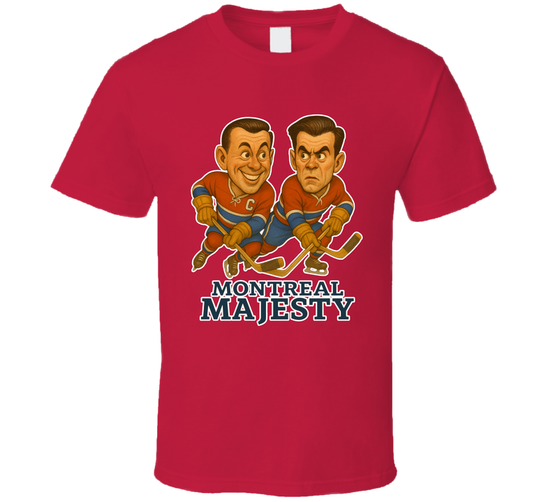 Jean Beliveau And Maurice Richard Montreal Majesty Hockey Duo Caricatures Fan T Shirt