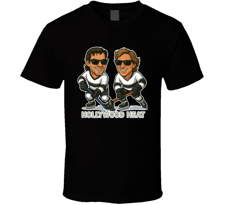 Luc Robitaille And Wayne Gretzky Hollywood Heat Hockey Duo Caricatures Fan T Shirt