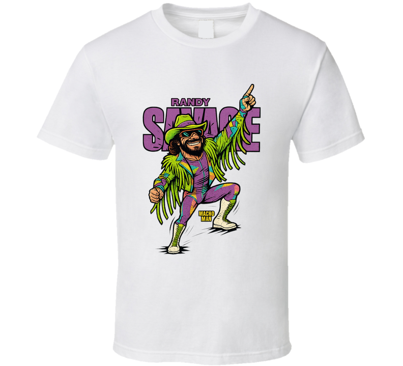 Randy Savage Macho Man Wrestling Fan Caricature T Shirt