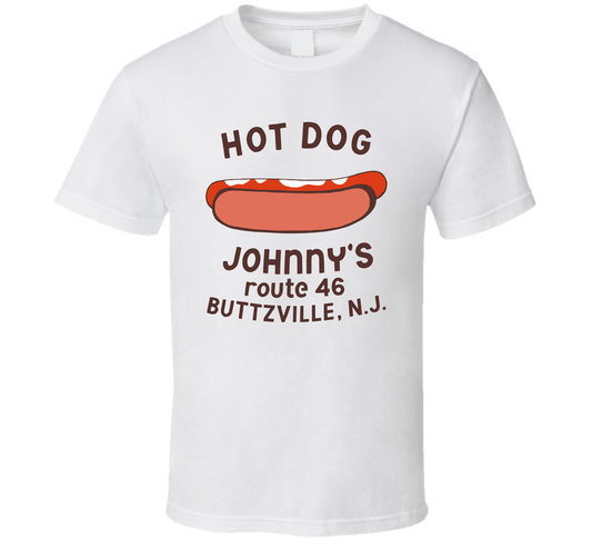 80s, 90s Hot Dog Johnny's Buttzville New Jersey T Shirt