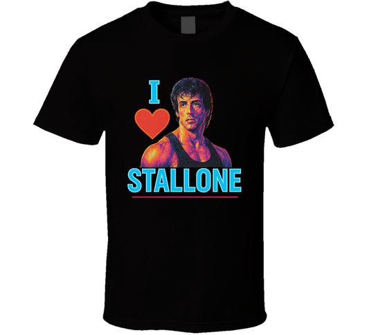 I Heart Love Sylvester Stallone 90s Action Movie Star T Shirt