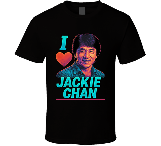 I Heart Love Jackie Chan 90s Action Movie Star T Shirt