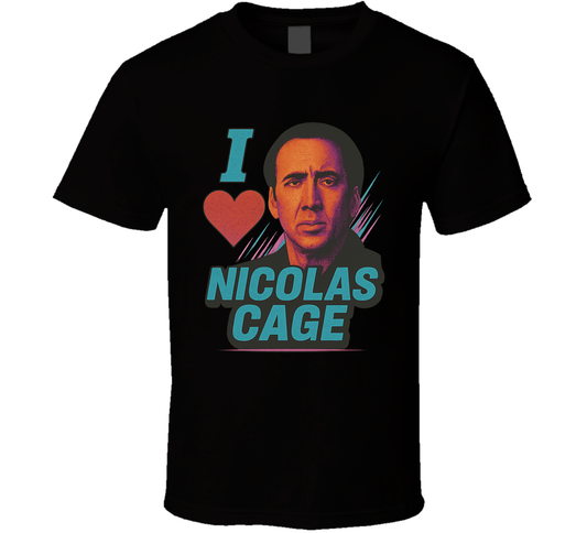 I Heart Love Nicolas Cage 90s Action Movie Star T Shirt