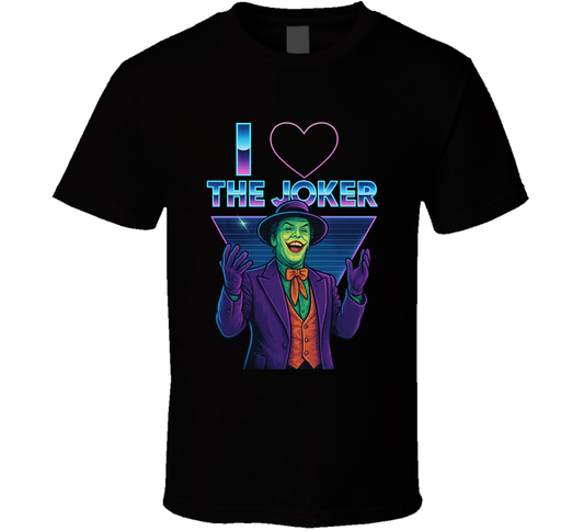 I Heart Love The Joker Batman 80s Movie Villain Fan T Shirt