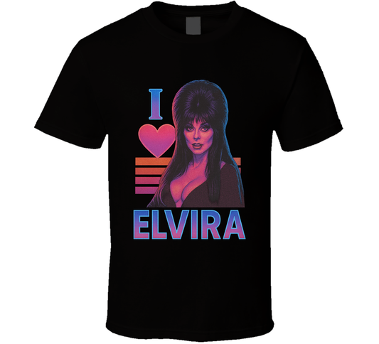I Heart Love Elvira Mistress Of The Dark Cult Movie Character Fan T Shirt
