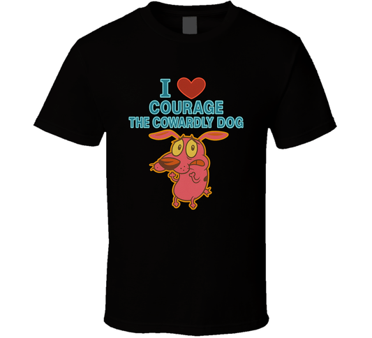 I Heart Love Courage The Cowardly Dog Cartoon Character Fan T Shirt