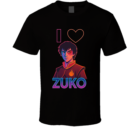I Heart Love Zuko Nickelodeon Character Fan T Shirt