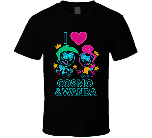 I Heart Love Cosmo And Wanda Nickelodeon Character Fan T Shirt